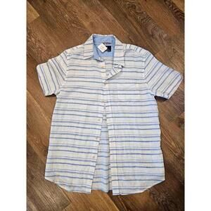 Nwt Ben Sherman Linen Short Sleeve Striped Button-Up